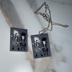 Black and White Beetleguese Pendant Necklace